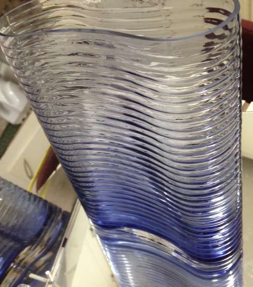 VASE CoboltGlassGraduatinglighterHorizontal RibL@@K atMy BUY NOW*NO WAITING*GREAT COUNTRY HOME DECOR