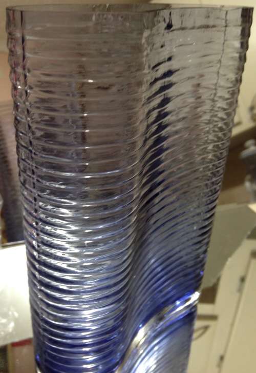 VASE CoboltGlassGraduatinglighterHorizontal RibL@@K atMy BUY NOW*NO WAITING*GREAT COUNTRY HOME DECOR