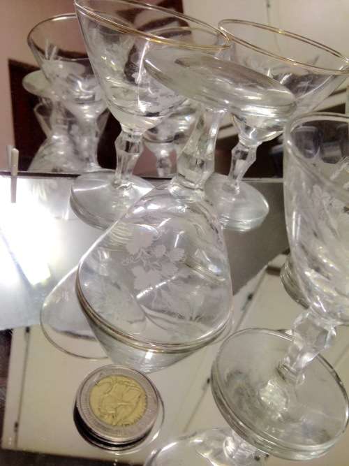 !!!RARE!!! 5 small art deco Sherry glasses black base +tray LooK at My Buy Now Listings No Waiting