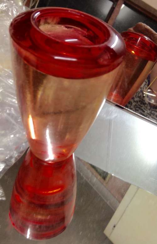 Vintage 3 Hand Blown Candle Sticks Red Gold Use both Ends