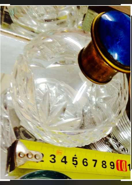 C1910 GUILLOCH blue enamel Top Cut Crystal PERFUME BOTTLE LOOK At My BUY NOW LISTINGS NO WAITING