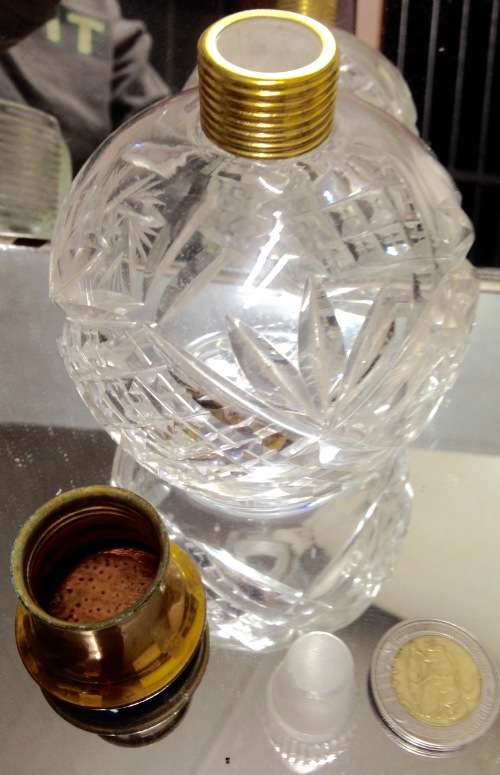 C1910 GUILLOCH blue enamel Top Cut Crystal PERFUME BOTTLE LOOK At My BUY NOW LISTINGS NO WAITING
