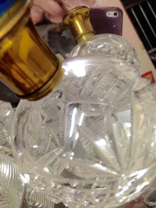 C1910 GUILLOCH blue enamel Top Cut Crystal PERFUME BOTTLE LOOK At My BUY NOW LISTINGS NO WAITING