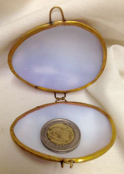 Shell Purse STUNNING - HINGED Organic brass Trim