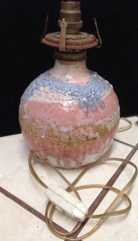 lamp base Pottery Table lamp - Pink Blue- electric WORKING LOOK At My BUY NOW LISTINGS NO WAITING