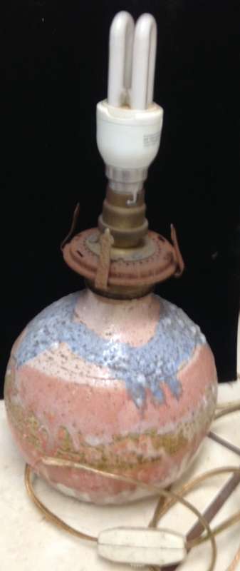 lamp base Pottery Table lamp - Pink Blue- electric WORKING LOOK At My BUY NOW LISTINGS NO WAITING