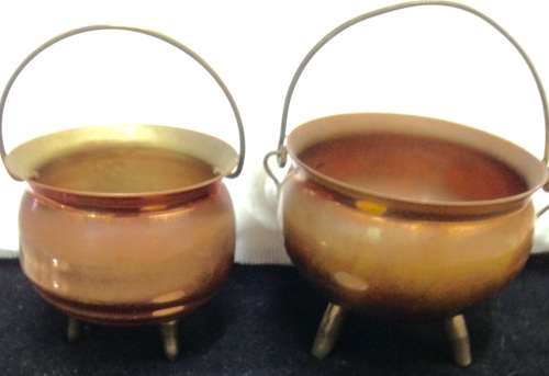 SALTS - 2 Copperware 3 Leg Pot Belly s pots uses butter salt or sauce