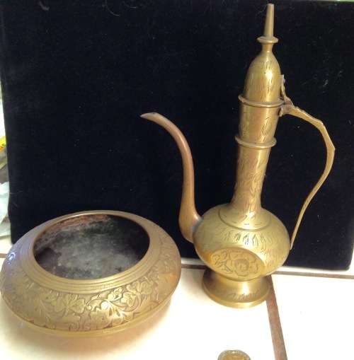 BRASS - Vase ROSE Bowl+TEA POT