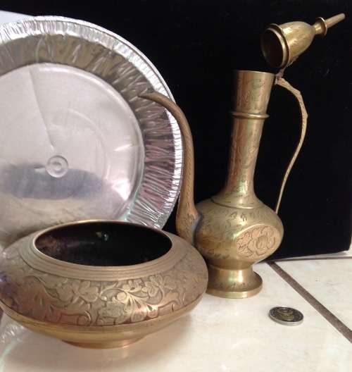 BRASS - Vase ROSE Bowl+TEA POT