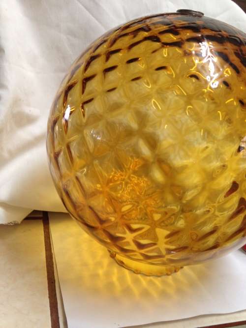 Circa1950/60s Large Amber Glass Hanging Globe Ball Shade LooK at All My Buy Now Listings No Waiting