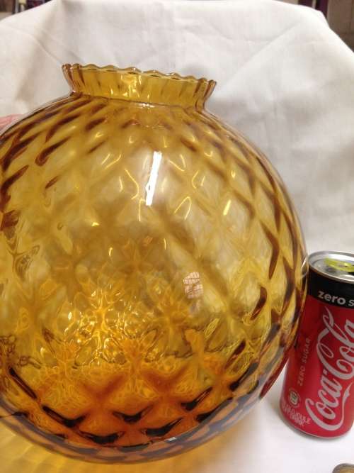 Circa1950/60s Large Amber Glass Hanging Globe Ball Shade LooK at All My Buy Now Listings No Waiting