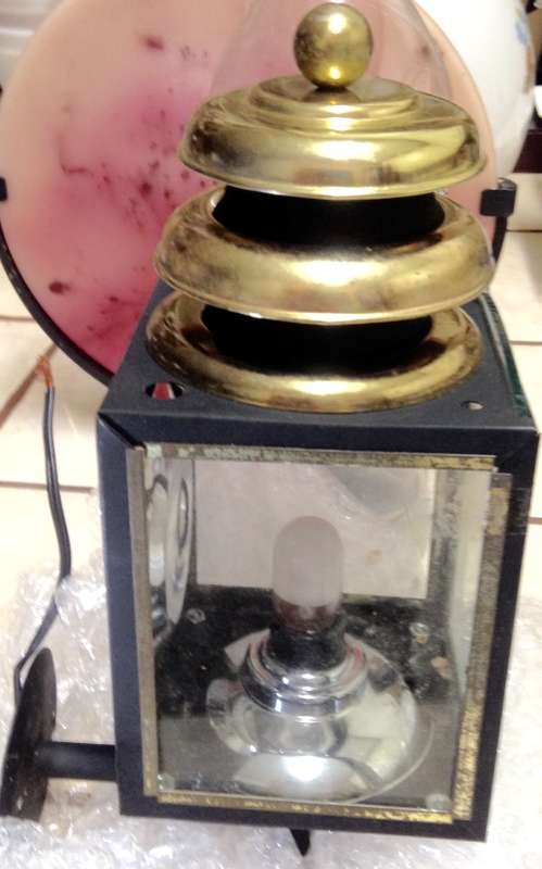 Lamp Metal Glass - Wall Sconce Carriage style * LooKatMyBUY NOW*NO WAITING*GREAT COUNTRY HOME DECOR