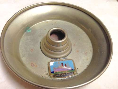 shipping liner KENIL WORTH CASTLE enamel ship picture on Metal Cigar Ashtray/bowl