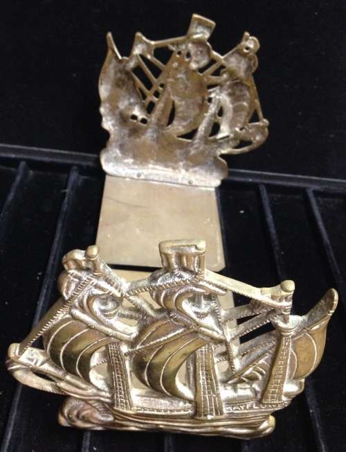 BRASS  Book ends - MAYFLOWER SHIP-  LOOK At All My BUY NOW LISTINGS NO WAITING