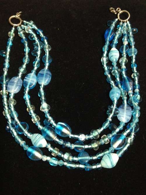 Bib NECKLACE ITALIAN 4 strands Lampwork GLASS BEADS LOOK At My BUY NOW LISTINGS NO WAITING