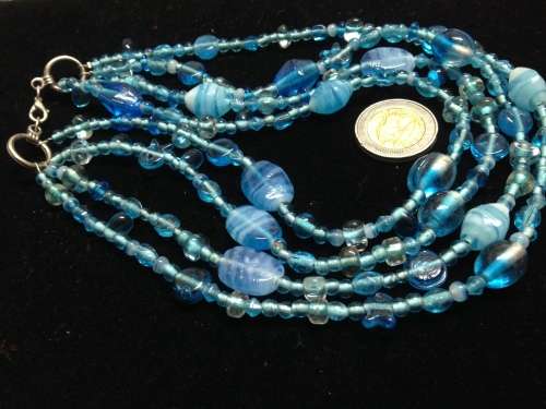 Bib NECKLACE ITALIAN 4 strands Lampwork GLASS BEADS LOOK At My BUY NOW LISTINGS NO WAITING