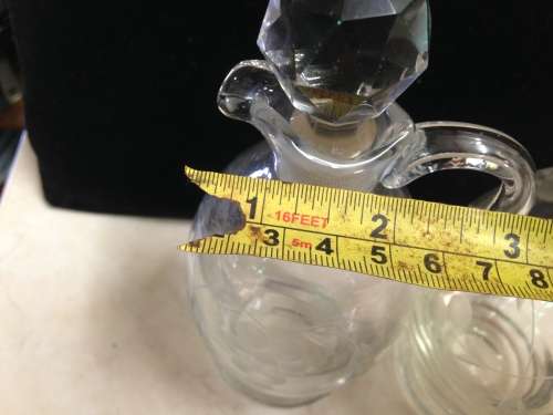 Condiment decanters 2 Grape Cut Oil+ Vinegar Glass bottles+ 2 salt shaker LOOK At My BUY NOW LISTING