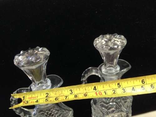 Cut Glass Crystal Oil+Vinegar Condiment set 2 decanters 2 salts EPNS lidLOOK At My BUY NOW LISTING