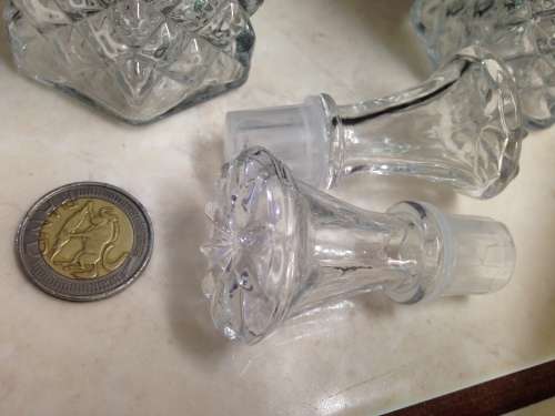 Cut Glass Crystal Oil+Vinegar Condiment set 2 decanters 2 salts EPNS lidLOOK At My BUY NOW LISTING