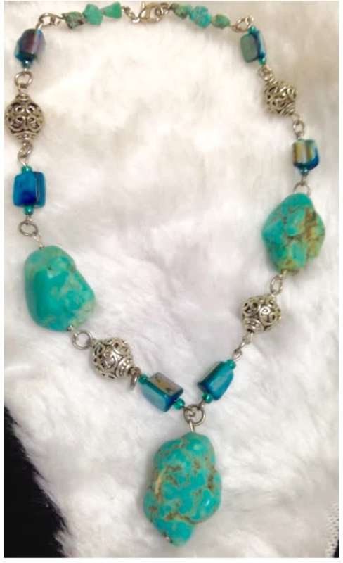 TORQUOISE Chunky howlite Stones NECKLACE Tibetan style spacersLOOK At My BUY NOW LISTINGS NO WAITING