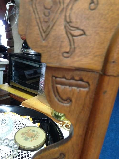 OAK  Clock Converted to Display Case Blue lined Arch