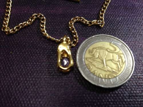 Post-Ordered Circa 1965to1975 Gold tone Genuine Amethyst+Diamond chip LOOK At My BUY NOW-NO WAITING
