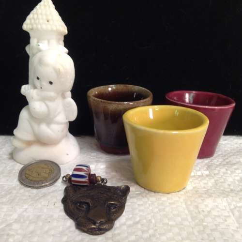 Figurine and small herb pots