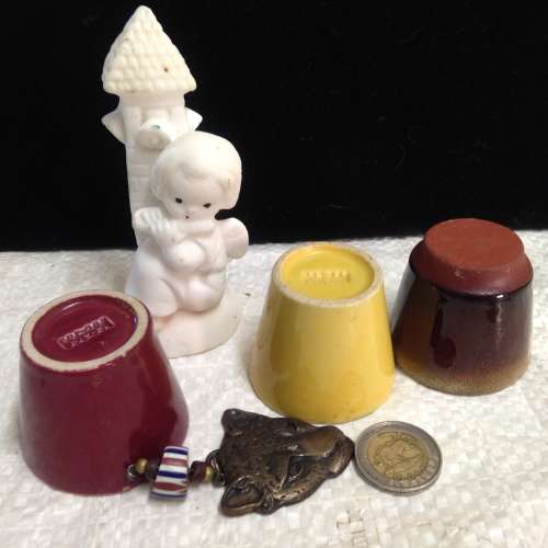 Figurine and small herb pots