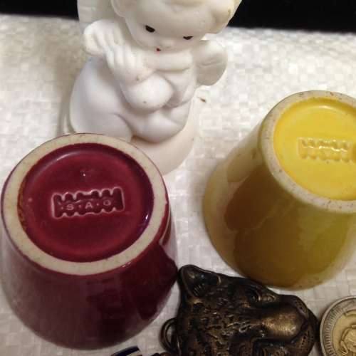 Figurine and small herb pots