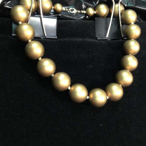 Necklace 1960`s Large round plastic beads Gold LOOK At My BUY NOW LISTINGS NO WAITING