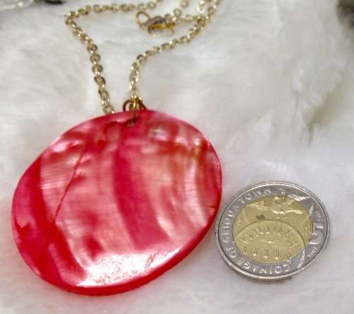 Necklace Mother of Pearl Pendant gold Tone Chain Look at my Buy Now listings No Waiting