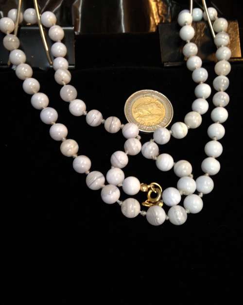 Necklace blue lace Agate gem stones Look at my Buy Now No Waiting