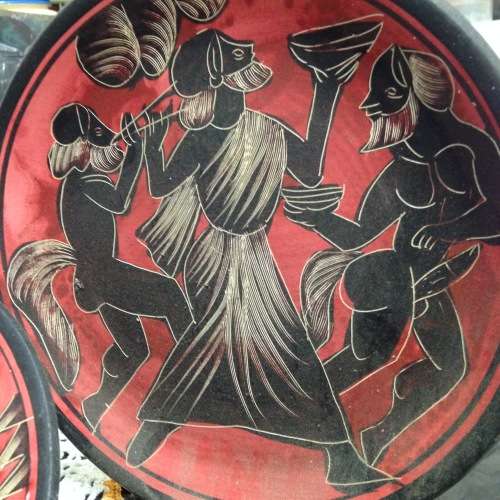 EXQUISITE GREEK hand Decorated 2 Wall Plates+1Beaker