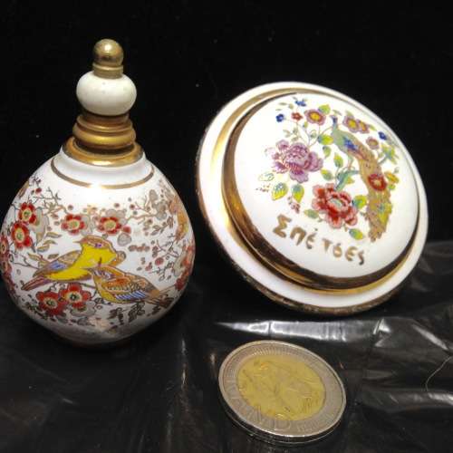 1xTERRACOTTA Ceramicbox24K GOLD TRIM+Greek empty 1ceramic perfume bottle