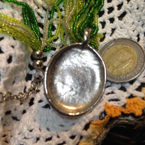 Necklace Murano pendant inside 7 mille fiori flowers  silver setting on multi strands bead