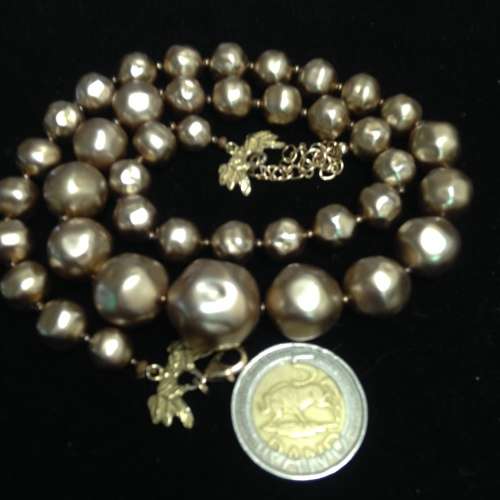 Vintage  Necklace 1960s Graduating Gold Baroque Synthetic beads