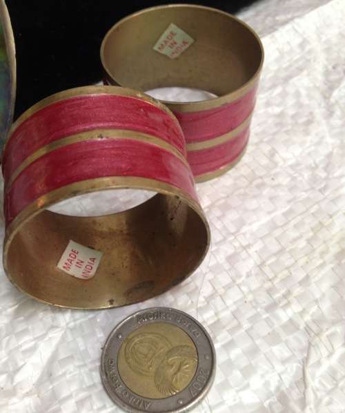 Brass bell wood handle+ 2 Serviette rings LOOK At My BUY NOW LISTINGS NO WAITING