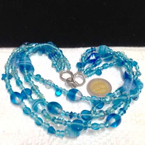 Bib NECKLACE ITALIAN 4 strands Lampwork GLASS BEADS LOOK At My BUY NOW LISTINGS NO WAITING