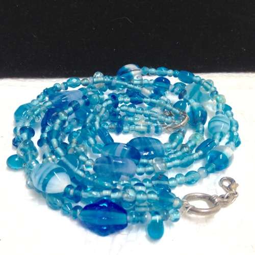 Bib NECKLACE ITALIAN 4 strands Lampwork GLASS BEADS LOOK At My BUY NOW LISTINGS NO WAITING