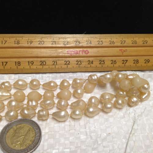 Necklace - Flapper style Tear drop+ Round  faux Pearls