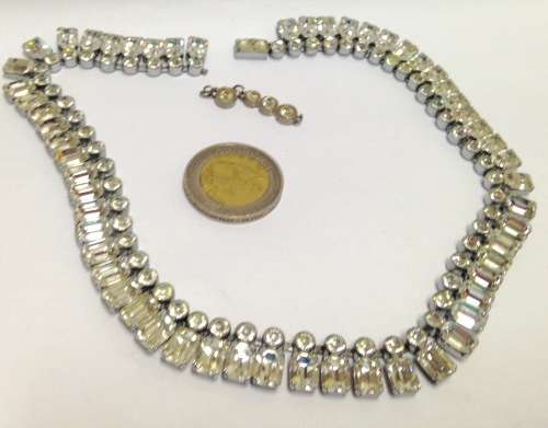 Necklace -Baguette circa1950~57 sq 58 Crystal Clasp damage LOOK At My BUY NOW - NO WAITING