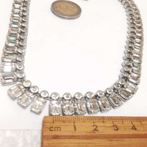 Necklace -Baguette circa1950~57 sq 58 Crystal Clasp damage LOOK At My BUY NOW - NO WAITING