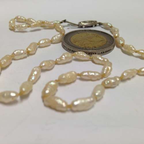 NECKLACE - STERLING SILVER Stamped STERLING clasp Marcasite  Seed Pearls