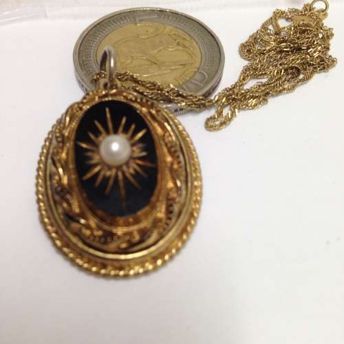 *RARE*`SPHINX`Black Cut glassPearlChainfaux Jewellery ByS Root 1947 ChiswickUK maker