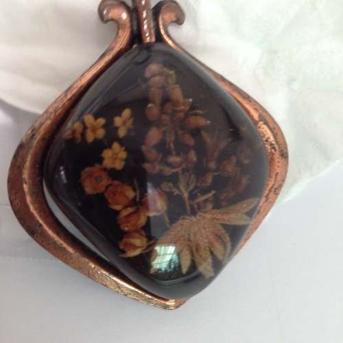 ***RARE***Mourning Lapel PIN + PENDANT on thong composite material not a  SET