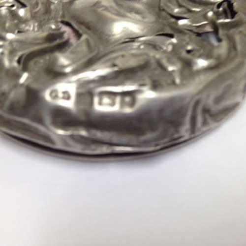 circa1930 Birmingham hallmarked SILVER lidHobnail Glass jar