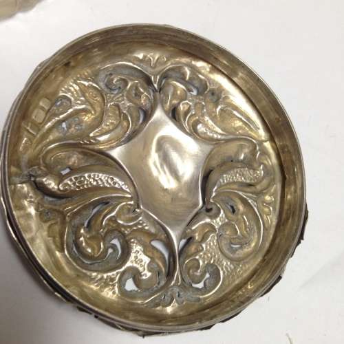 circa1930 Birmingham hallmarked SILVER lidHobnail Glass jar
