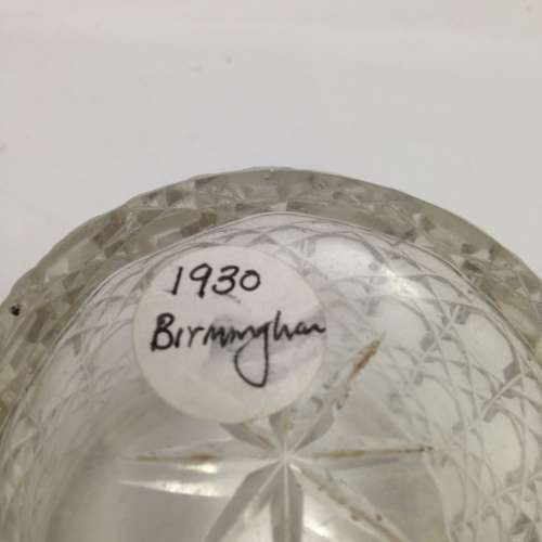 circa1930 Birmingham hallmarked SILVER lidHobnail Glass jar