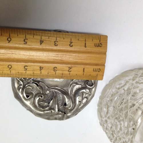 circa1930 Birmingham hallmarked SILVER lidHobnail Glass jar