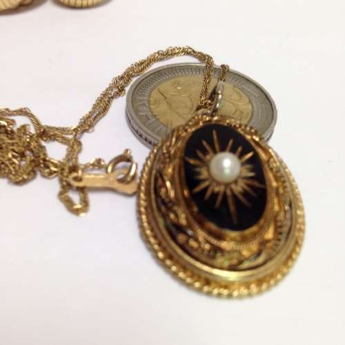 *RARE*`SPHINX`Black Cut glassPearlChainfaux Jewellery ByS Root 1947 ChiswickUK maker